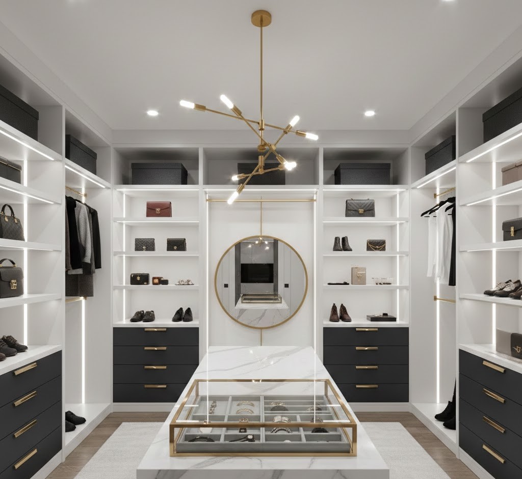 Elegant bedroom closet organization