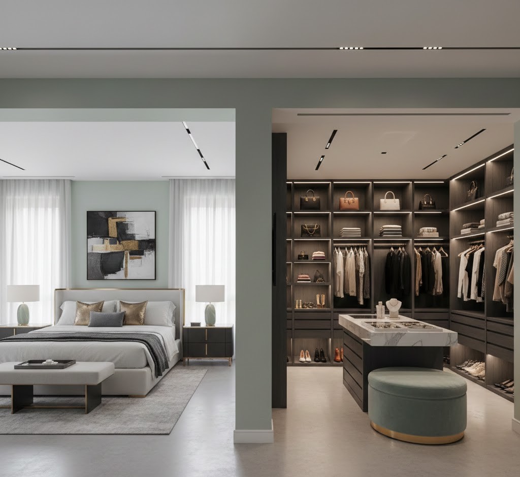 Luxury master bedroom organization